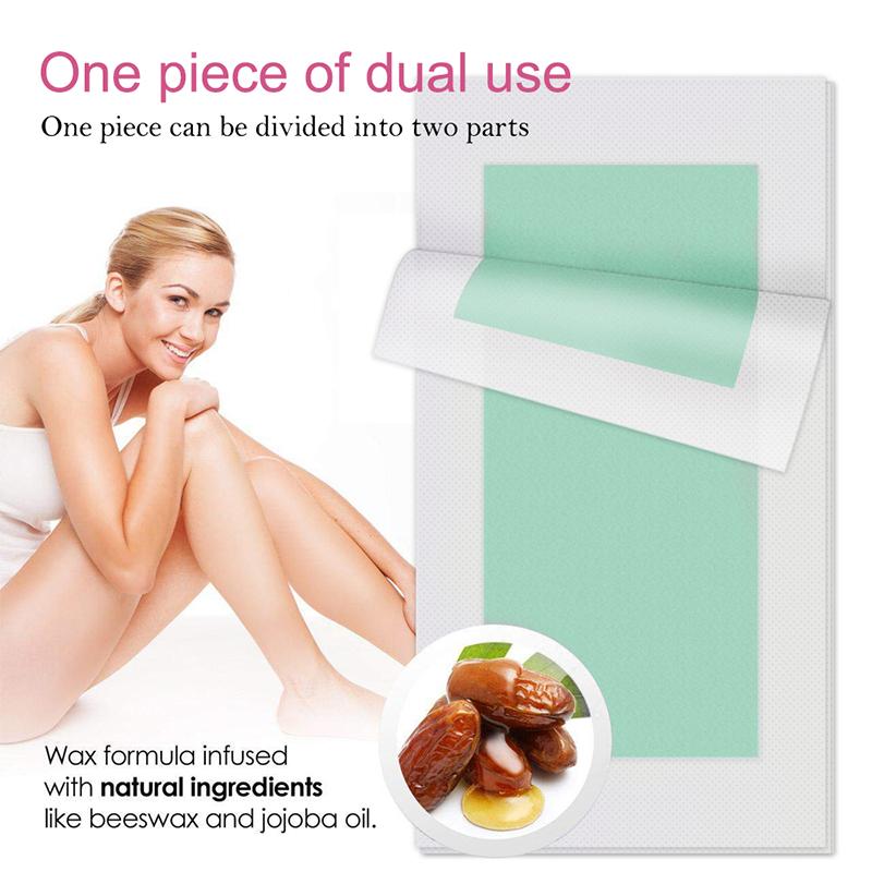 20 шт. восковые полоски для удаления волос для ног, тела, лица, бровей для женщин и мужчин, безболезненные бумажные полоски для депиляции, двустороннее использование