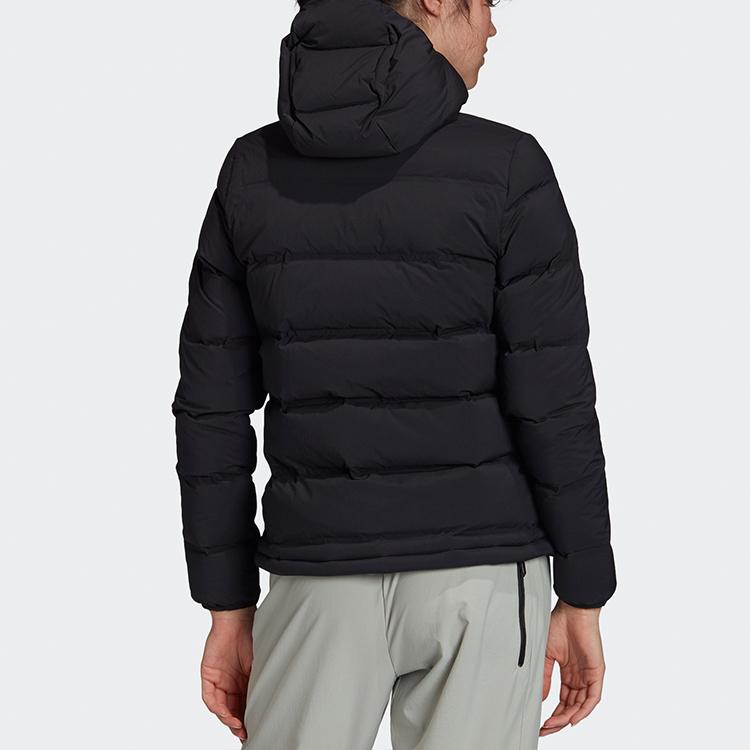 Adidas Helionic Hooded Down Jacket For Outdoor Sports, Winter Women Jackets Black FT2577