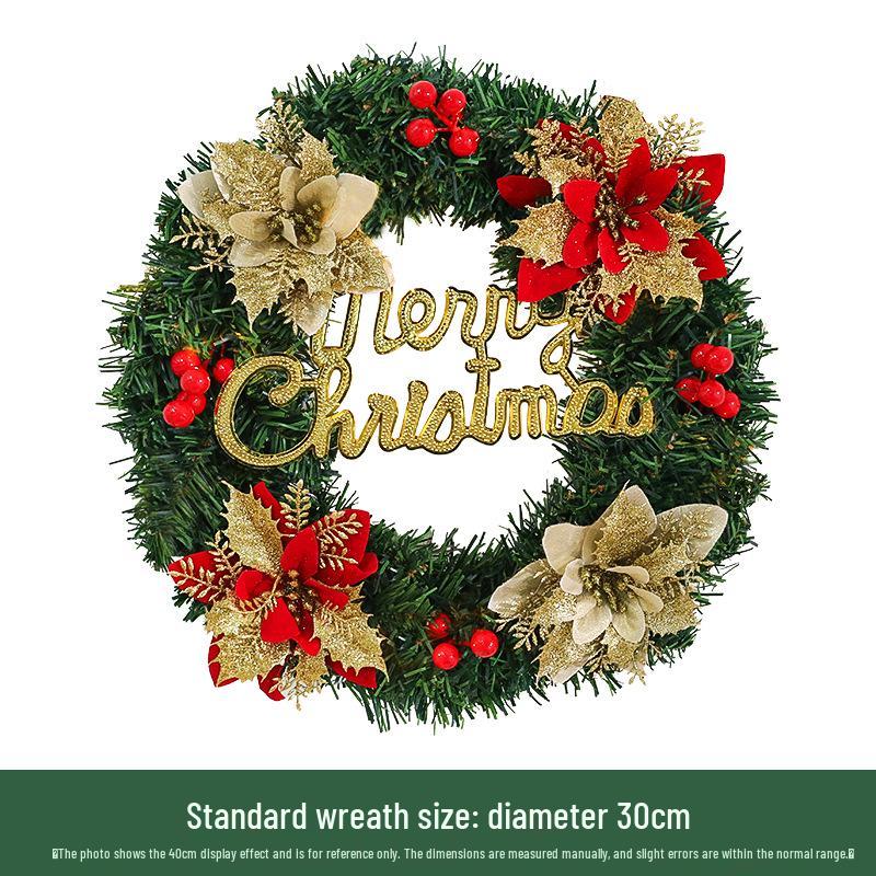 Large 30/40cm Christmas Flower Wreath for Home, Window, or Hotel Decor