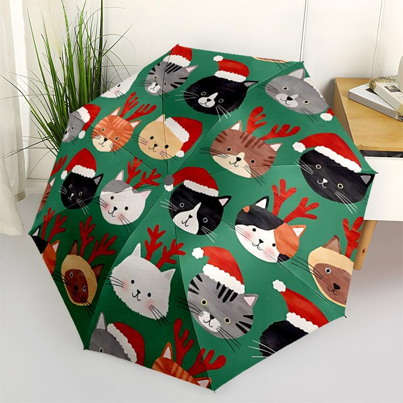 1pc Christmas Pets Automatic Opening and Closing Folding Umbrella with 8 Iron Ribs - Portable, Foldable for Travel yy251124120