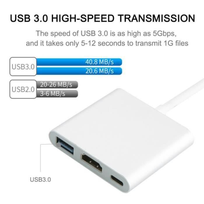 Адаптер USB 30 Type C USB-C на HDMI для Apple Новый Macbook Совместим с HDMI