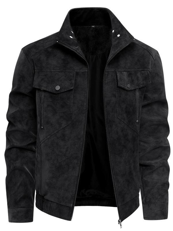 Мужская куртка из натуральной кожи с воротником-стойкой - Модная, универсальная, для стиля Business Casual, мотоциклетная верхняя одежда