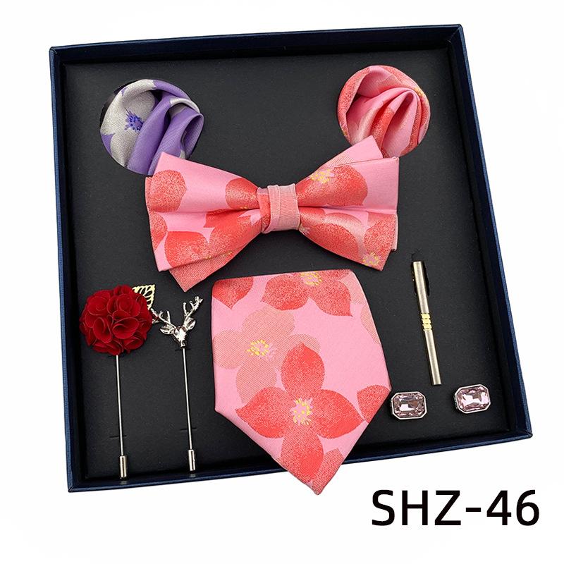 Men'S Tie Light Luxury Gift Box Wedding Tie Bow Tie Pocket Towel Brooch Cuffs Father'S Day Gift Box