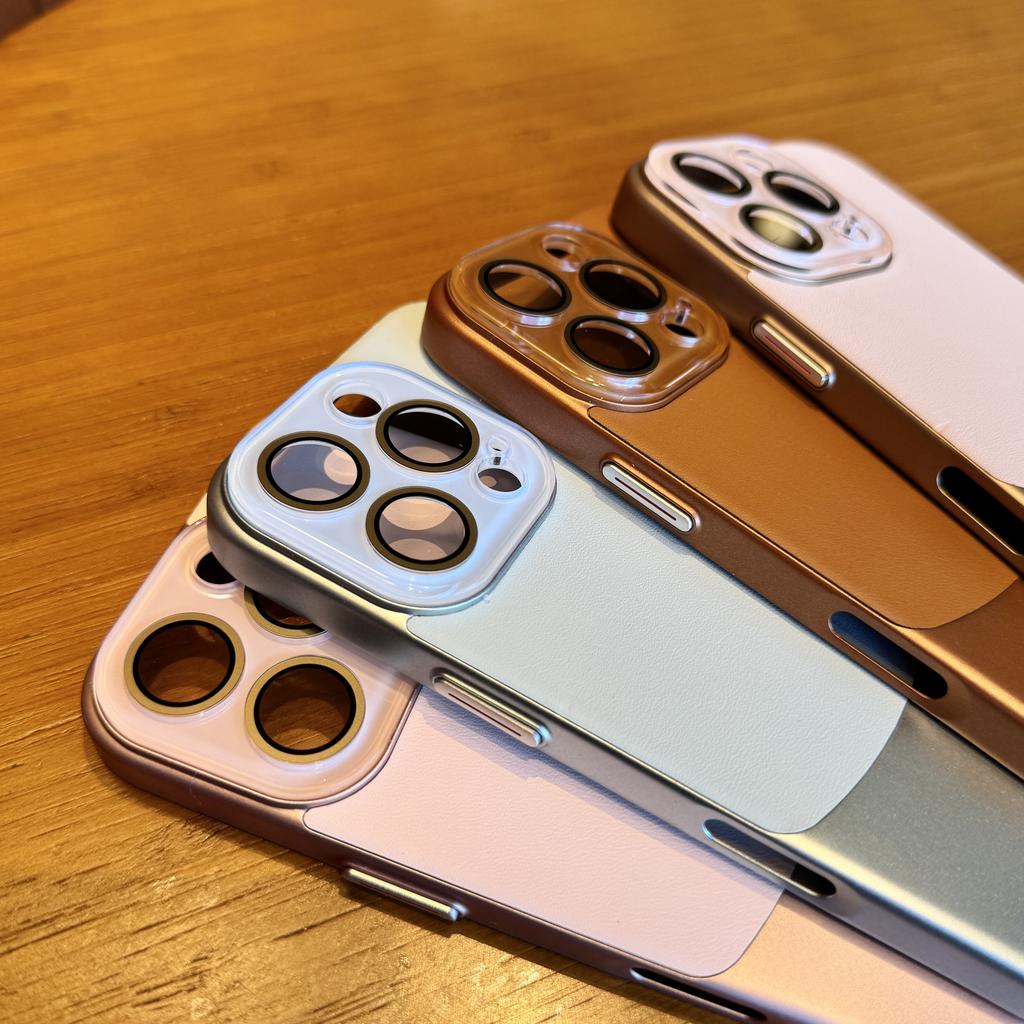 Роскошный защитный чехол с кристальной линзой для iPhone Air 17 16 15 14 13 12 11 Pro Max Plus, прочный чехол-броня из ПК с текстурой splicing leather