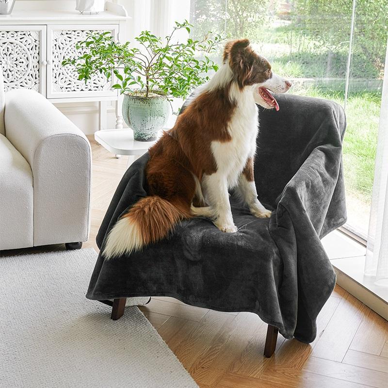 Водонепроницаемый плед для питомцев, шерпа-флис, плюшевый, толстый плед для собак и кошек, на все сезоны, простой дизайн, уютный коврик