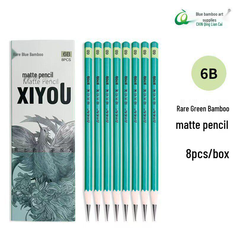 Blue Bamboo Matte Pencils - Rare Art 8B, 12B, 16B Sketching Set, Non-Reflective, Exam-Ready, Speed Sketching-Mixed Pack