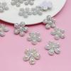 10pcs Flower-Shaped Rhinestone & Faux Pearl Stickers Self-Adhesive 5-Petal Sparkling Decorative Patches for Clothing, Hats, Bags, Sewing Crafts