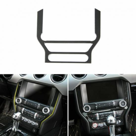 Center Console Navigation Panel Cover Trim for Ford Mustang 2015+ Carbon Fiber