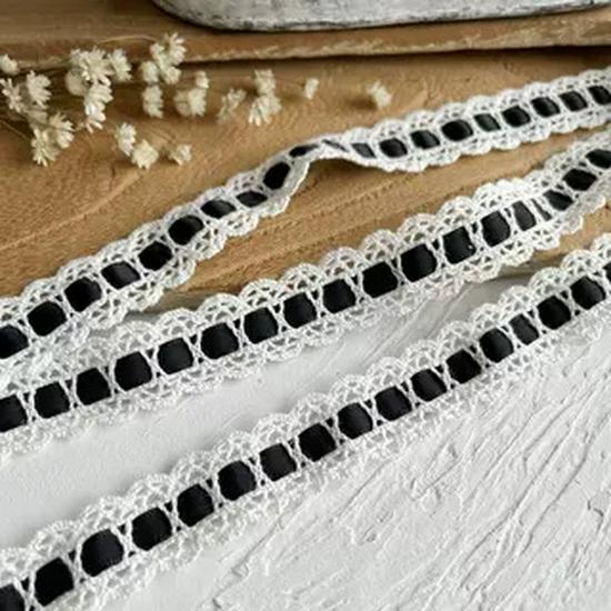 Черная кружевная органза для самостоятельного изготовления одежды и аксессуаров - украшение горловины и подола юбки