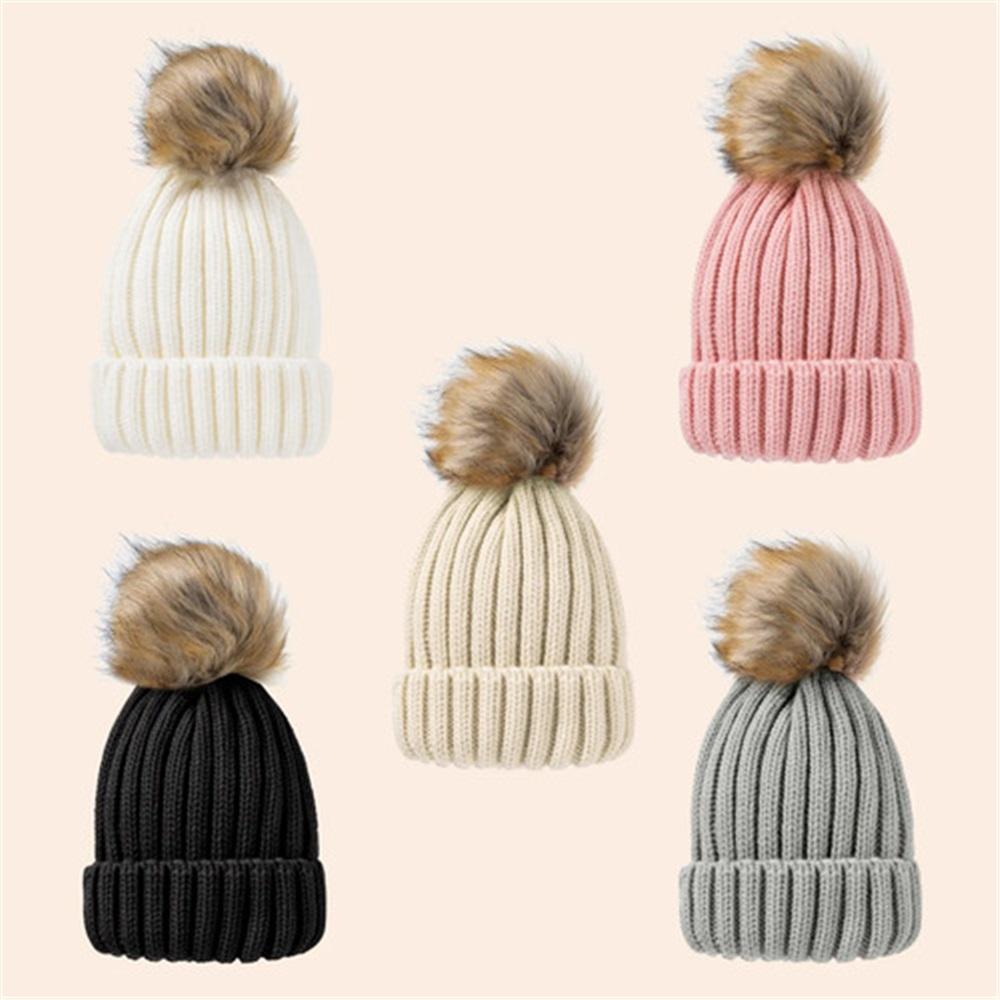Grey Winter Beanie Hat Warm Knitted Hat Set Head Single Ba