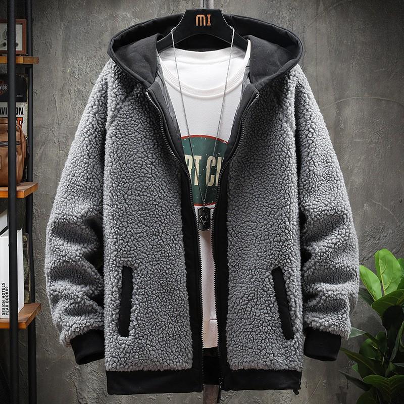 Открытое повседневное теплое хлопковое пальто Мужская бархатная корейская версия Модная зимняя крутая куртка