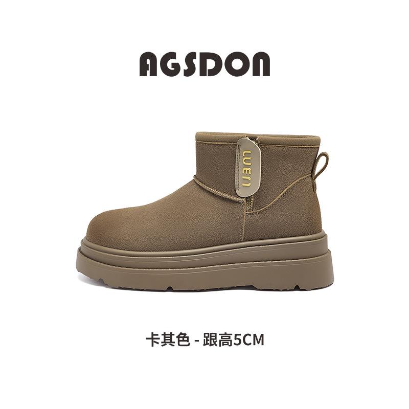 Augustine velvet snow boots women's 2025 new winter thickened outer wear cotton shoes fashionable platform bread short boots