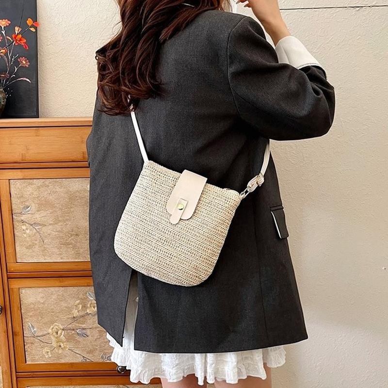 Женские сумки-мессенджеры Плетеные летние сумки с верхней ручкой Ручной работы Модные Праздничные Повседневные Простые Сумки-седла Женская соломенная сумка CLE