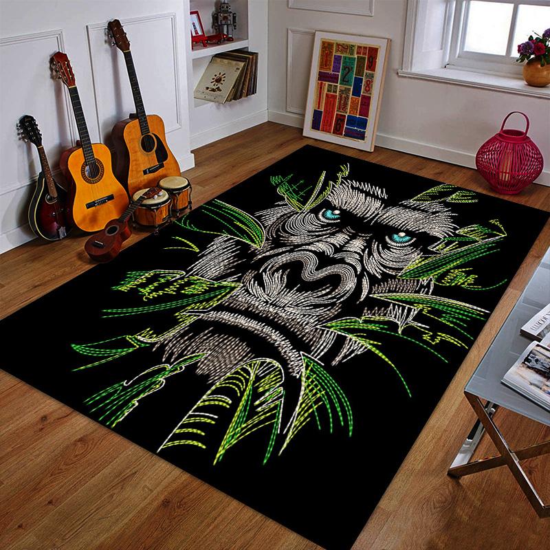Forest Gorilla Amid Green Leaves Patterned carpet a non slip rug suitable for all seasons and any setting, gift