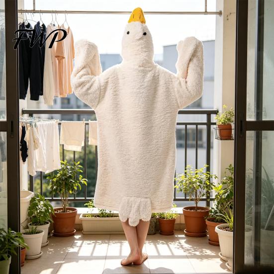 Duck Onesie for Children Funny Goose Costume Kids Adults, Hooded Animal Pajamas Pajamas, Soft Plush Wearable Blanket, Halloween Cosplay Toddler