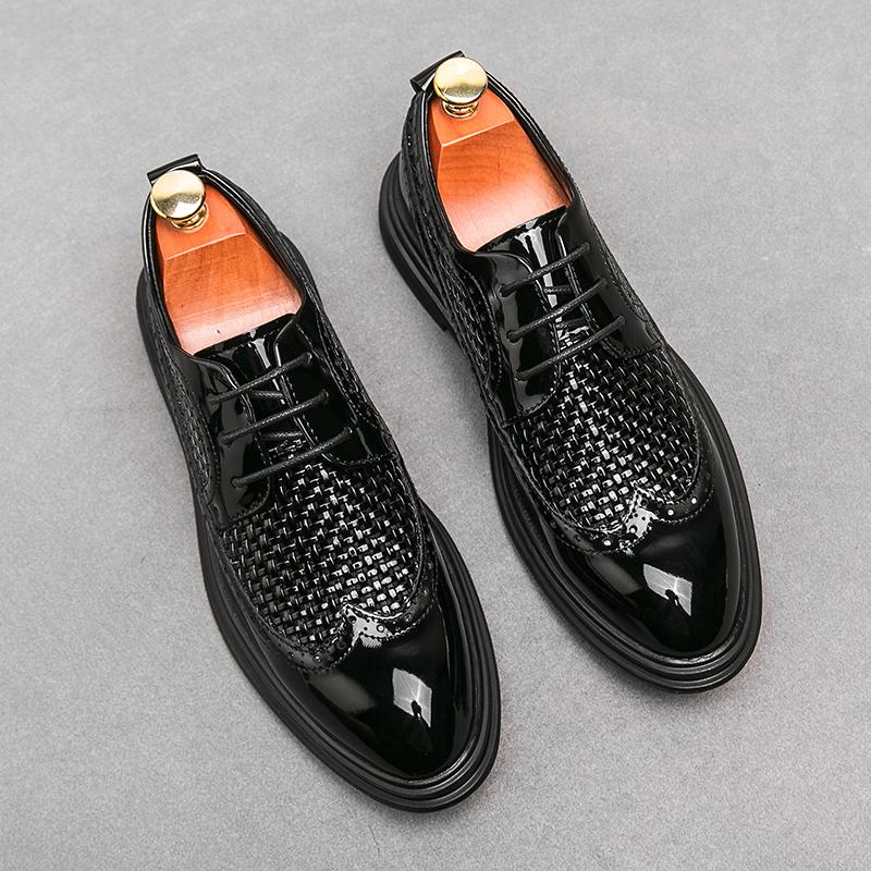 Mens Leather Shoes Luxury Crocodile Pattern Men Business Dress Shoes Casual Social Shoe Male Wedding Footwear