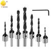Набор из 4/7 шт. трехточечных зенкеров и сверл со зенковкой HSS для деревообработки