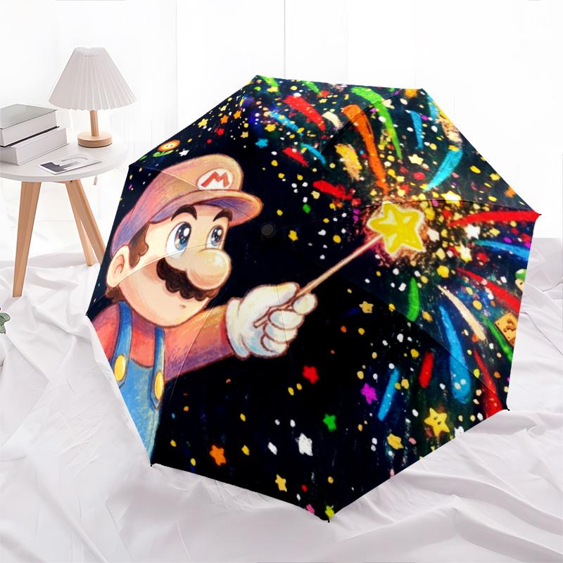 1 шт. Автоматический складной зонт с рисунком Super Mario, 8 спиц, портативный, складной, для путешествий, Рождественский, День рождения, Подарок