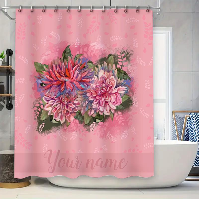 Personalized Custom Name Waterproof Shower Curtain Floral Design Bathroom Decor Modern Water-Proof Fabrics 3D Printing High Qual