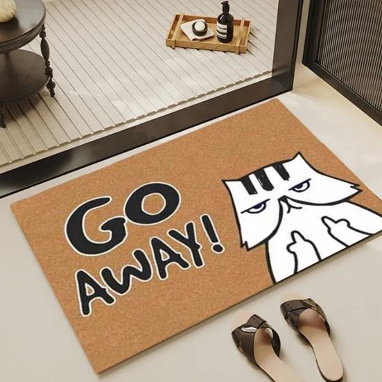 Напольный ковер с мультяшным котом, средний палец, презрение, уходи, коврик для ванной комнаты, водопоглощающий коврик для дома, Decoearion, коврик для входа в спальню