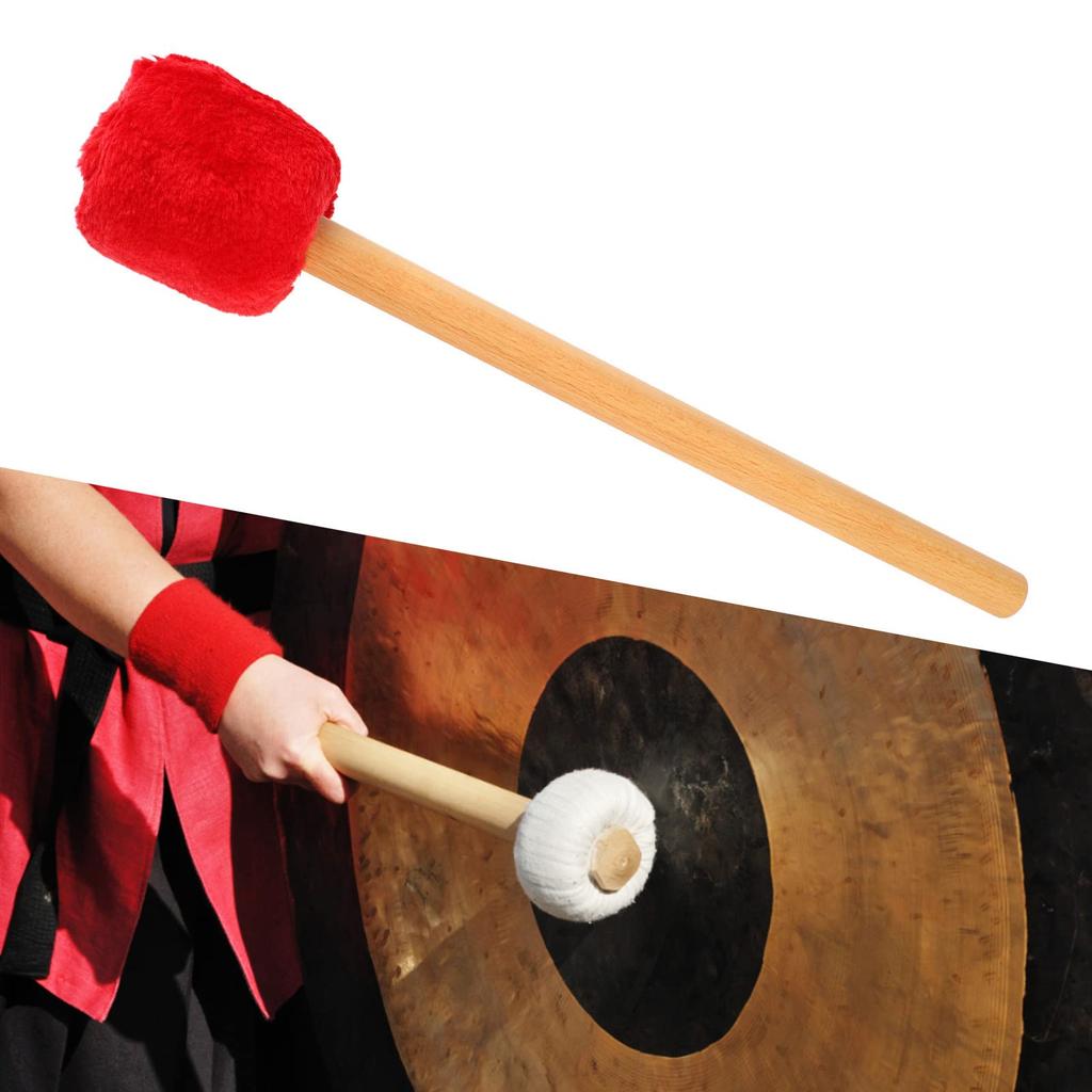 Drumstick Mallets for Bass Drums, Wooden Handles, Non-Slip, Suitable for Bass Drums, Symphony Drums, and Gongs (Red)