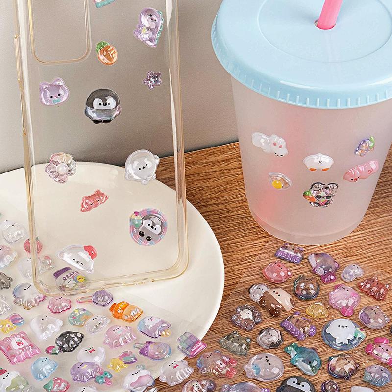 Милые 3D наклейки Мультяшные 3D Эстетичные наклейки для скрапбукинга Сделай сам Чехол для телефона Каваий Наклейки Канцелярские товары Корейские Декали Кристальная наклейка