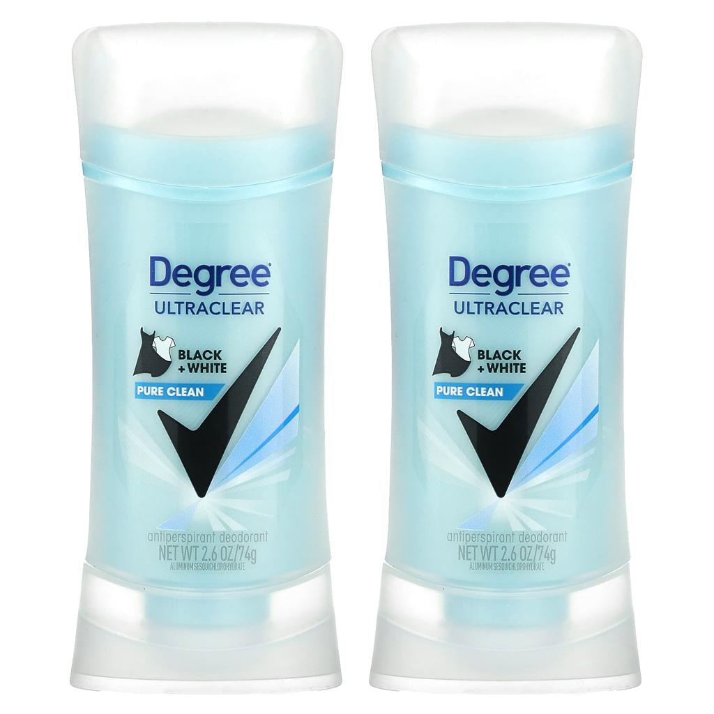 Degree, UltraClear, черно-белый, дезодорант-антиперспирант, упаковка из 2 шт., 2,6 унции (74 г) каждый