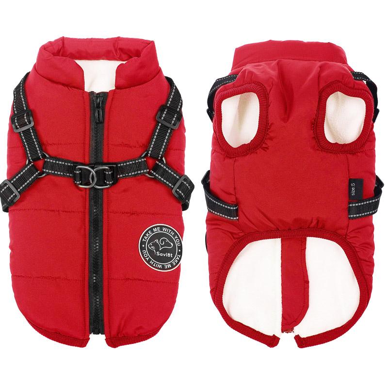 Зимняя теплая куртка для собак, водонепроницаемая куртка для маленьких и больших собак, флисовая одежда со шлейкой, жилет для щенков, костюм чихуахуа, лабрадора