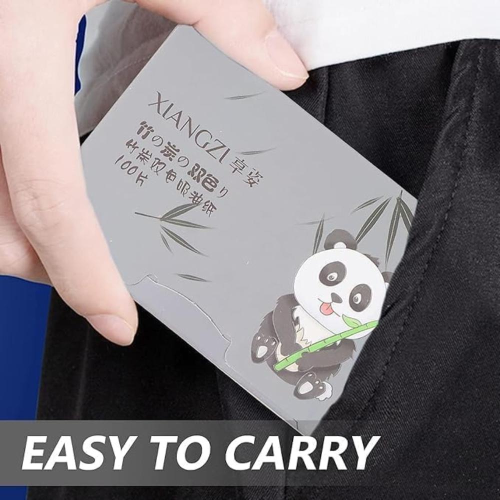 Премиальные натуральные матирующие салфетки для лица - 1x100 листов Плотная матирующая бумага для жирной кожи - Подходят для макияжа (Древесный уголь)