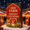 2025 Farm Advent Calendar 24 Days Christmas Countdown with 2D Acrylic Farm Animal Barn Ornaments Xmas Tree Hanging Decoration Set Holiday Gift