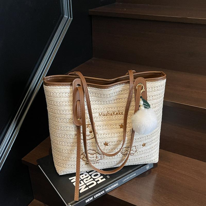 Вместительная повседневная плетеная сумка-тоут женская новая модная универсальная сумка под мышку дорожная сумка на плечо