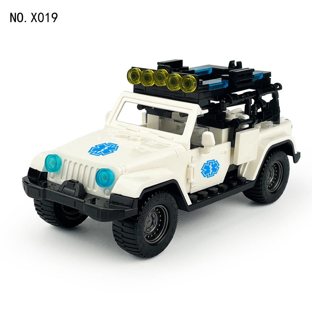 Белый медицинский спасательный автомобиль, аксессуары для носилок, машина скорой помощи, детские строительные блоки, игрушка в подарок