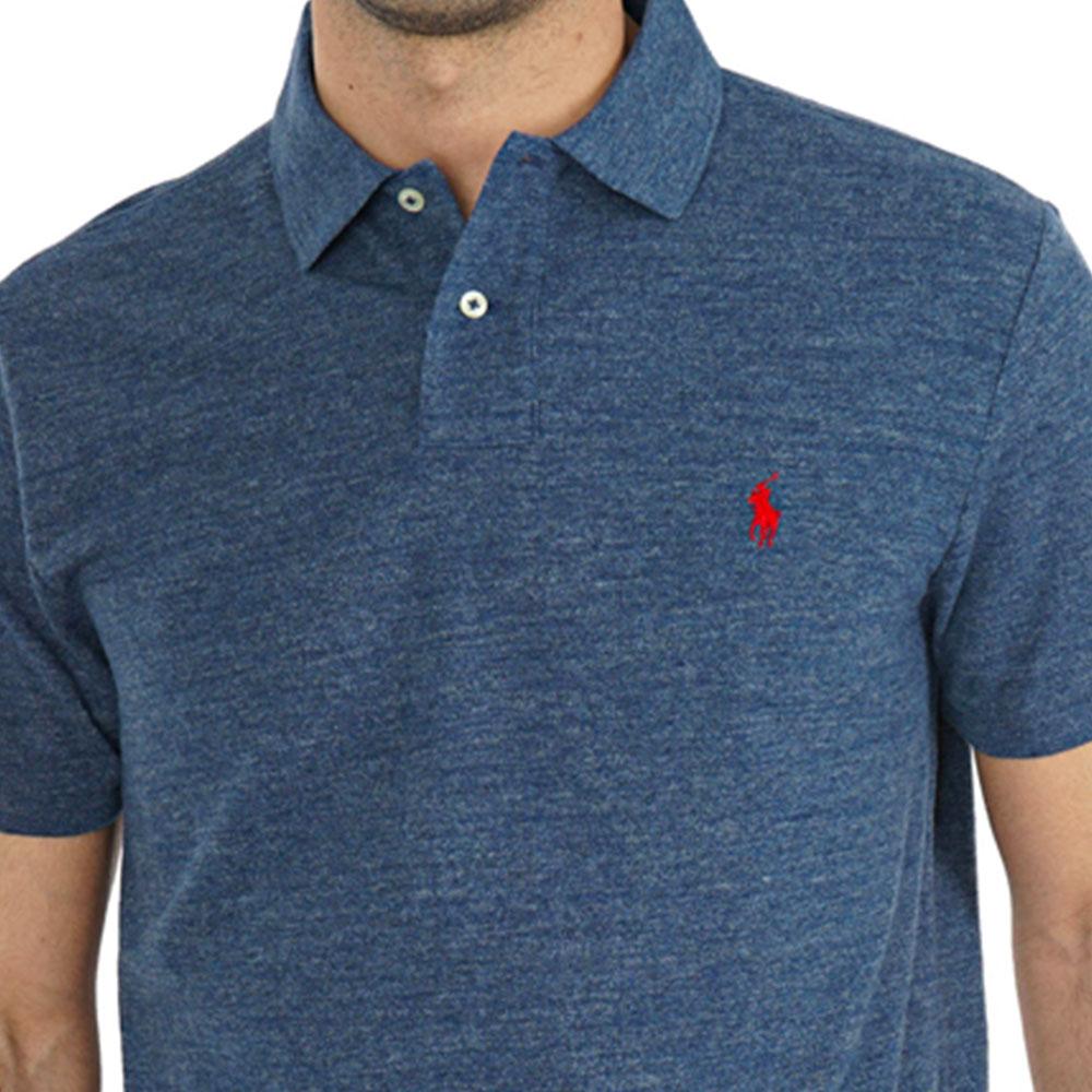 Polo Ralph Lauren Solid Slim Fit Logo Embroidered Short Sleeve Polo Shirt Men tops Blue 710666998-005