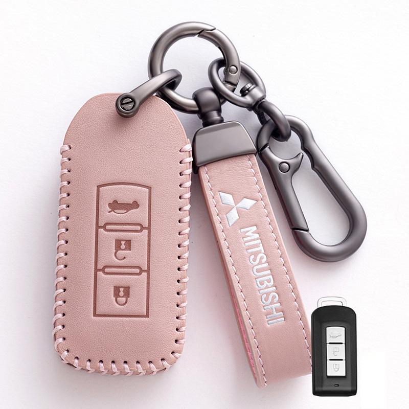 Car Key Case Cover Keyless Leather Shell for Mitsubishi Outlander Lancer Eclipse Mirage Xpander ASX Pajero Cross Montero Eclipse