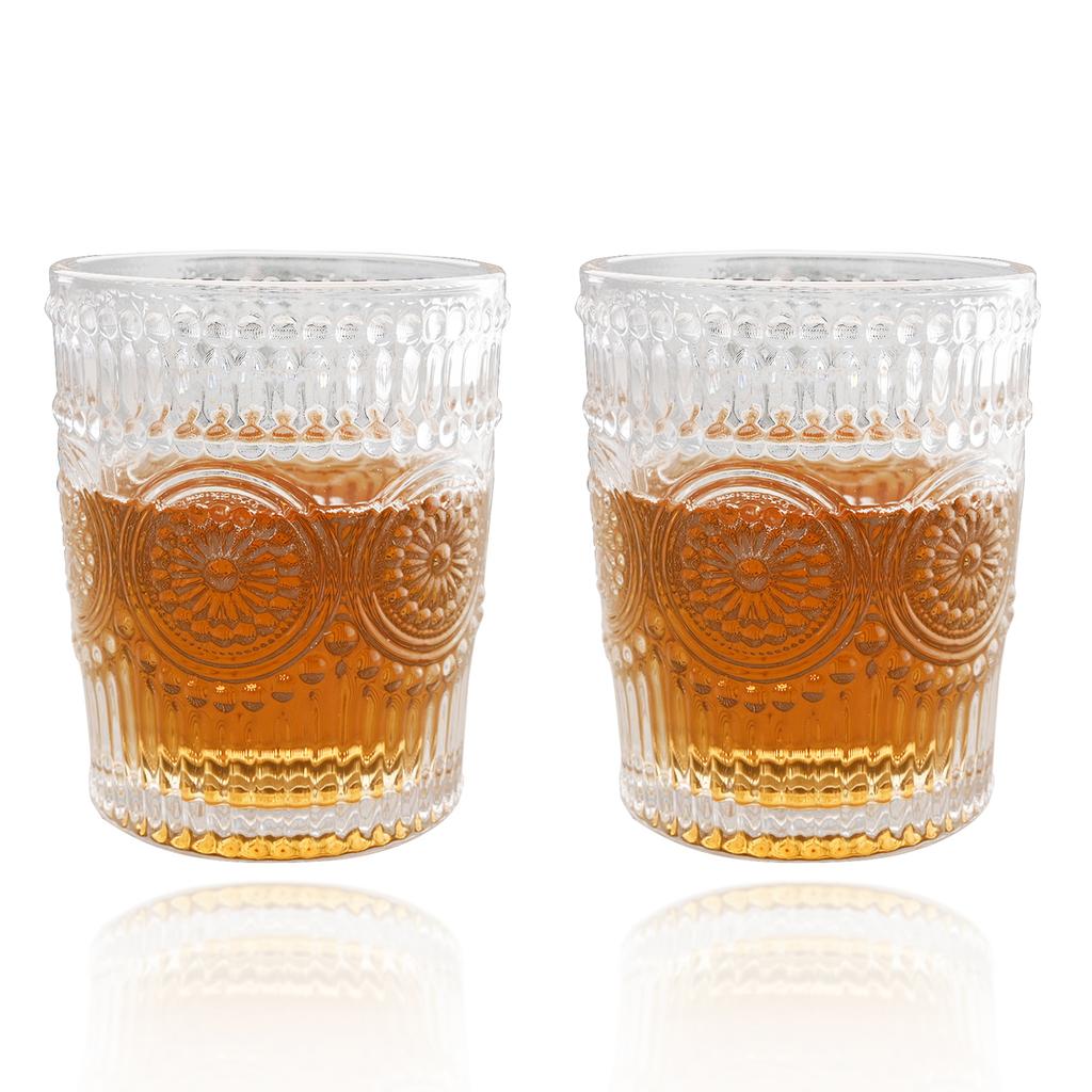 Кружка с тиснением, стеклянная чашка на 10 унций с набором соломинок, посуда для ежедневного использования, ретро сок, напиток, вино, чай, молоко, кофе, чашка, стеклянная посуда