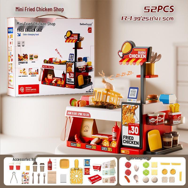 Детский интерактивный мини-кухонный набор со звуком, светом и меняющими цвет игрушками для барбекю и гриля для морепродуктов