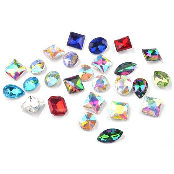 May Brown 3D Cut Nail Stone Parts 12-piece Set M02179, Opal Silver, 1 Set