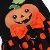 BXX Halloween Pumpkin Face Applique Dog Dress Polka‑Dot Ruffle Skirt Bow D‑Ring Design Party Outfit For Small Puppies
