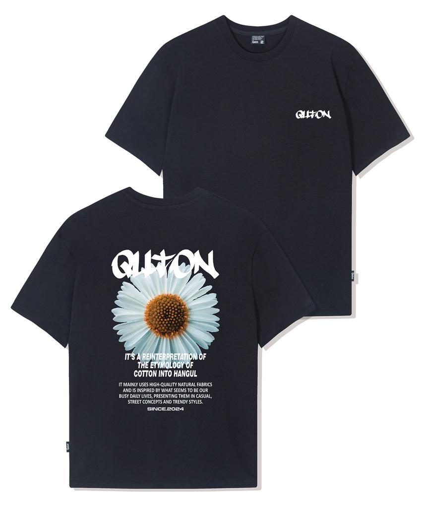 QUTON Daisy Ver2 Blue Oversized Heavy Short Sleeve T-Shirt