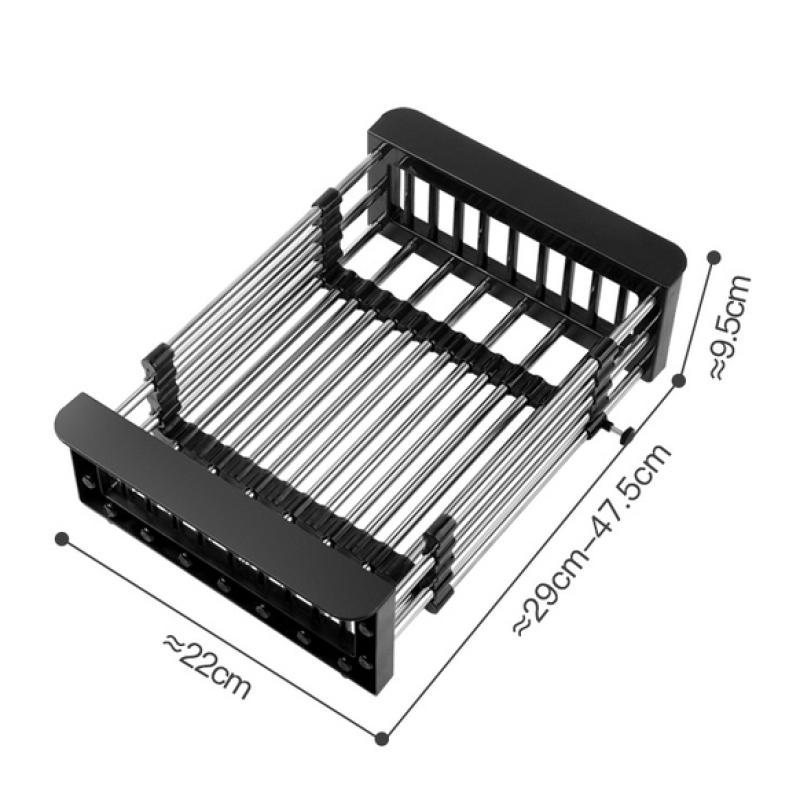 48cm Adjustable Stainless Steel Sink Rack Sink Dish Rack Dish Holder Kitchen Sink Storage Rack Dish Draining Rack Fruits Drainer