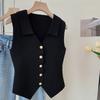 Французский темперамент V-образный вырез однобортный без рукавов тонкий трикотажный жилет для женщин
