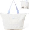 Francfranc Pop Stitch Quilt Carry-On Tote, Ivory, Water-Repellent, Expandable, Lightweight, Large Capacity, Travel Bag, Boston Bag