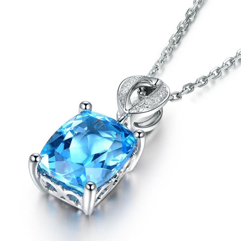 BELLA BOX Роскошное ожерелье с подвеской в ​​виде синего топаза для женщин, уникальное ожерелье для церемонии и помолвки, новые модные ювелирные изделия