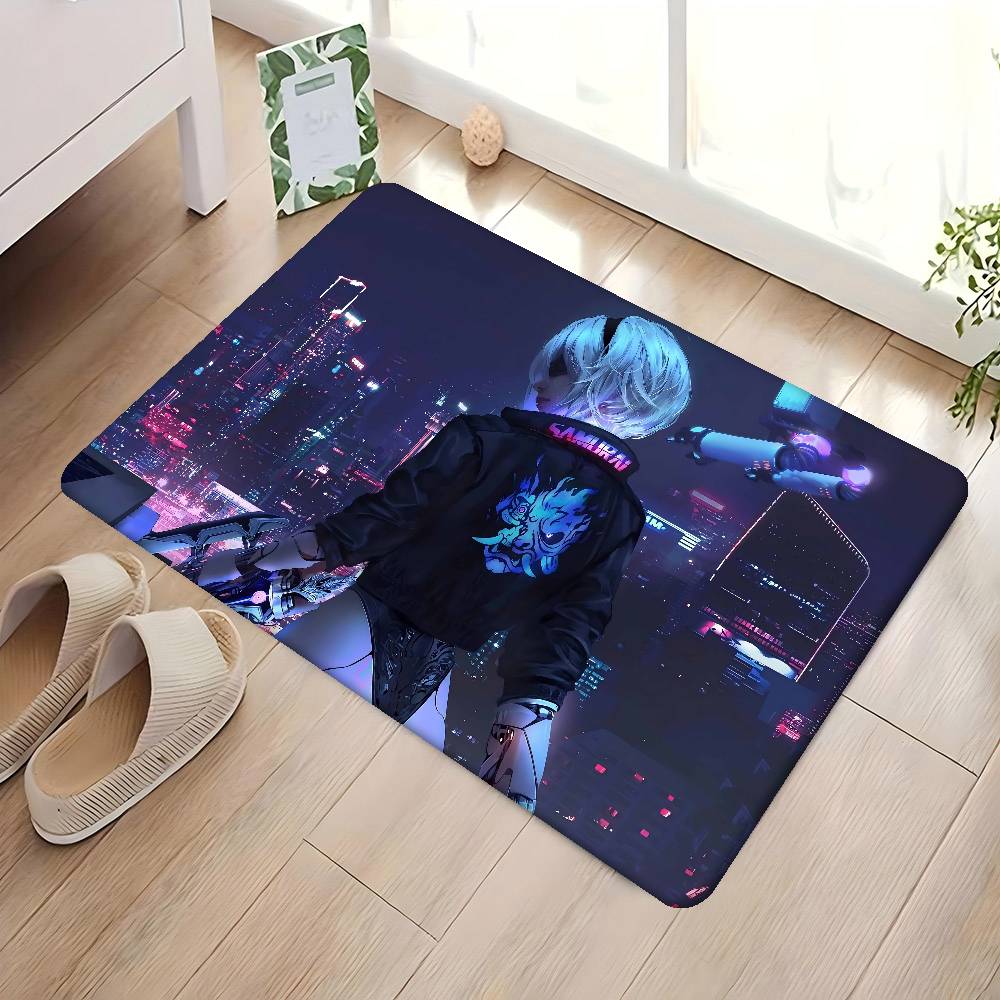 C-Киберпанк S-СамурайS Коврик для входной двери Моющийся Нескользящий Коврик для зоны гостиной, дивана, кресел Кухонный приветственный коврик