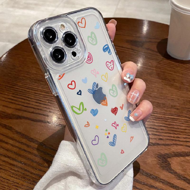 Прозрачный чехол с цветочным принтом для iPhone 16 15 14 11 Pro Max 13 12 Mini 15 14 Plus XR Xs Max 7 8, защита объектива, ударопрочный цветной силиконовый чехол