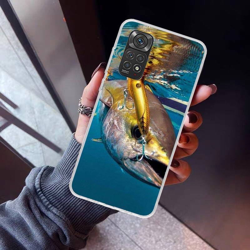 Carp Fish Fishing Rod Hook Phone Case For Xiaomi Redmi Note 15 14 14S 13 12S 12 Pro Plus 11S 11 10S 10 4G Cover 11E 11T 5G Print