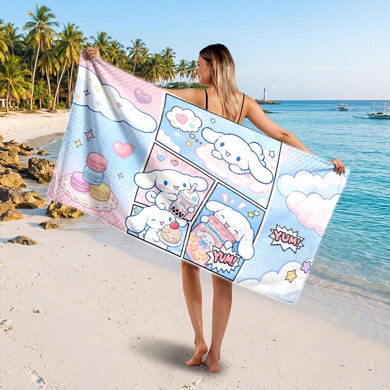 Large Beach TowelCinnamoroll Soft Absorbent Towel Beach Bath Home Use