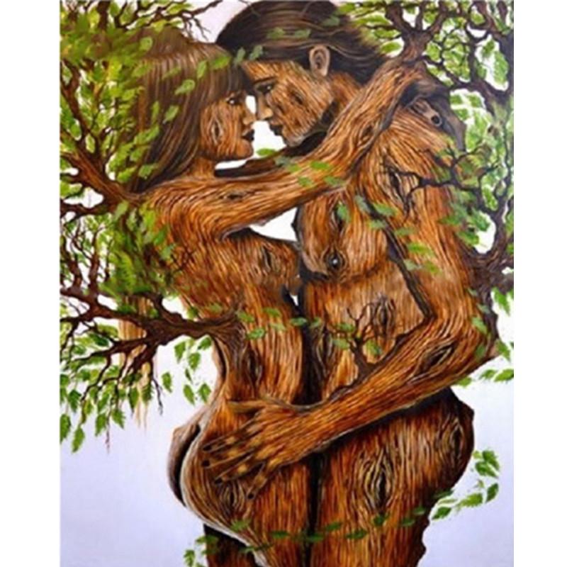 5D DIY Full Round Diamond Painting " Tree Lovers " Rhinestones Cross Stitch Home Art Decor