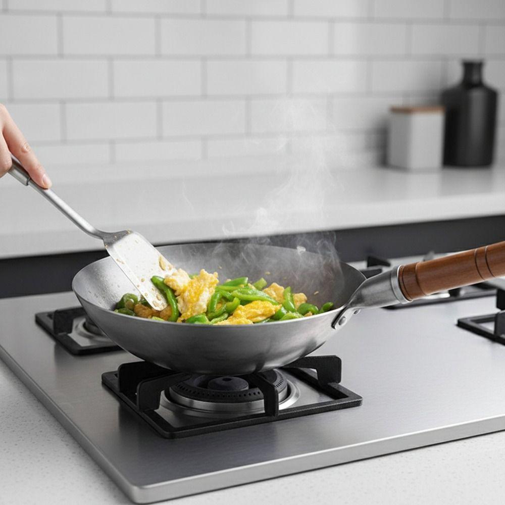 Universal Hand Hammered Iron Wok Round-bottomed Frying Pot Multifunctional Non-stick Pan Home