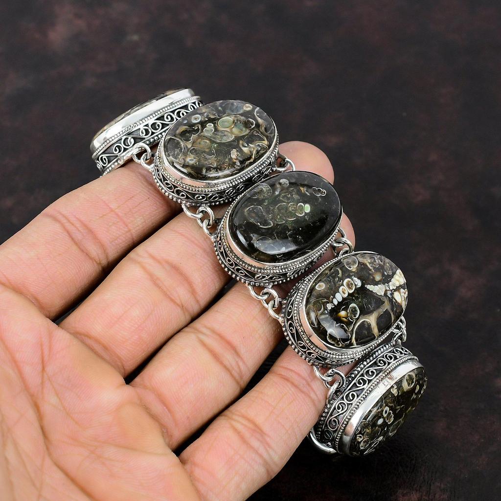 Браслет Turritella с агатом, винтажный браслет из стерлингового серебра 925 пробы, браслет ручной работы, ювелирные изделия из драгоценных камней, регулируемый браслет-цепочка, подарок для мамы